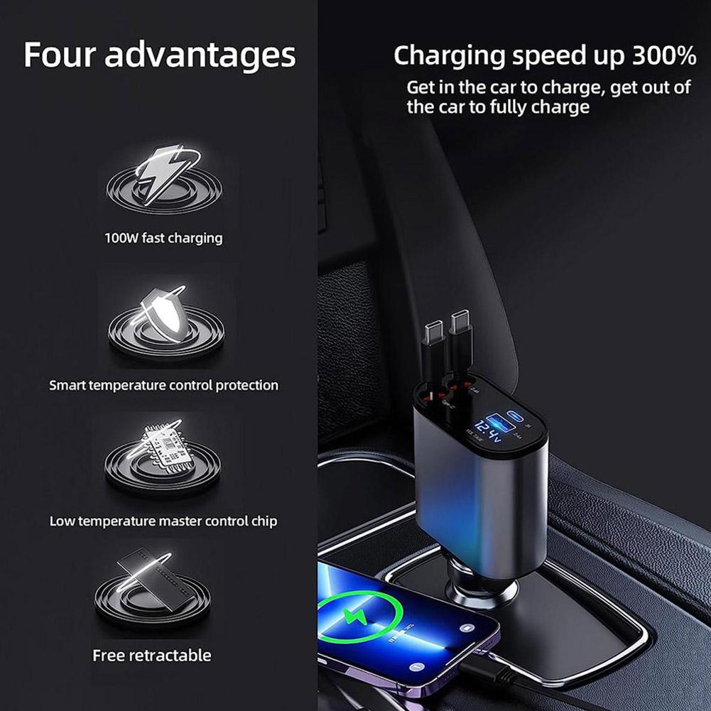 🔌 4 in 1 Retractable Charger – Fast, Smart & Compact