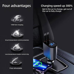 🔌 4 in 1 Retractable Charger – Fast, Smart & Compact