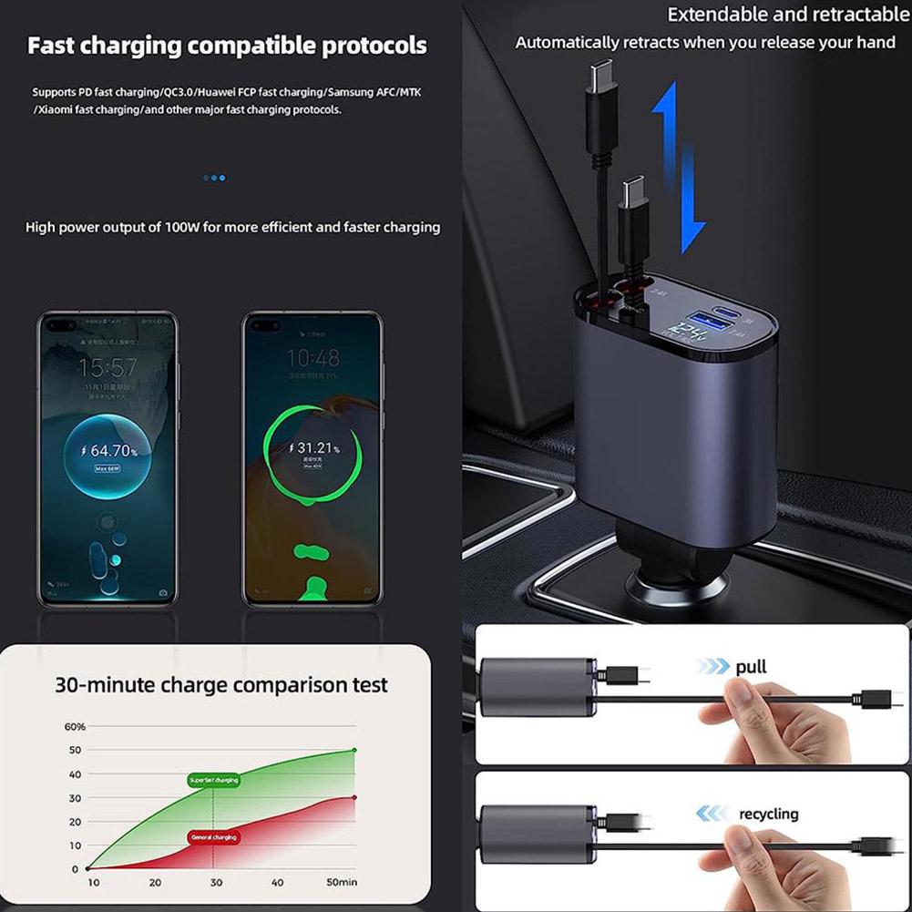 🔌 4 in 1 Retractable Charger – Fast, Smart & Compact