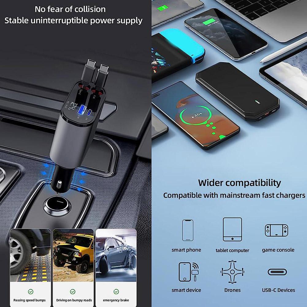 🔌 4 in 1 Retractable Charger – Fast, Smart & Compact
